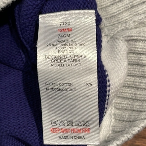 Jacadi Boys Blue Hooded Sweater Size 12 months - Picture 4 of 4